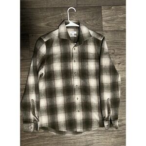 Reiss Mens Novelli Wool Blend Checkered Long Sleeve Flannel Shirt Size S